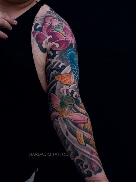 Tattoos - Japanese Sleeve Koi and Lotus - 134216